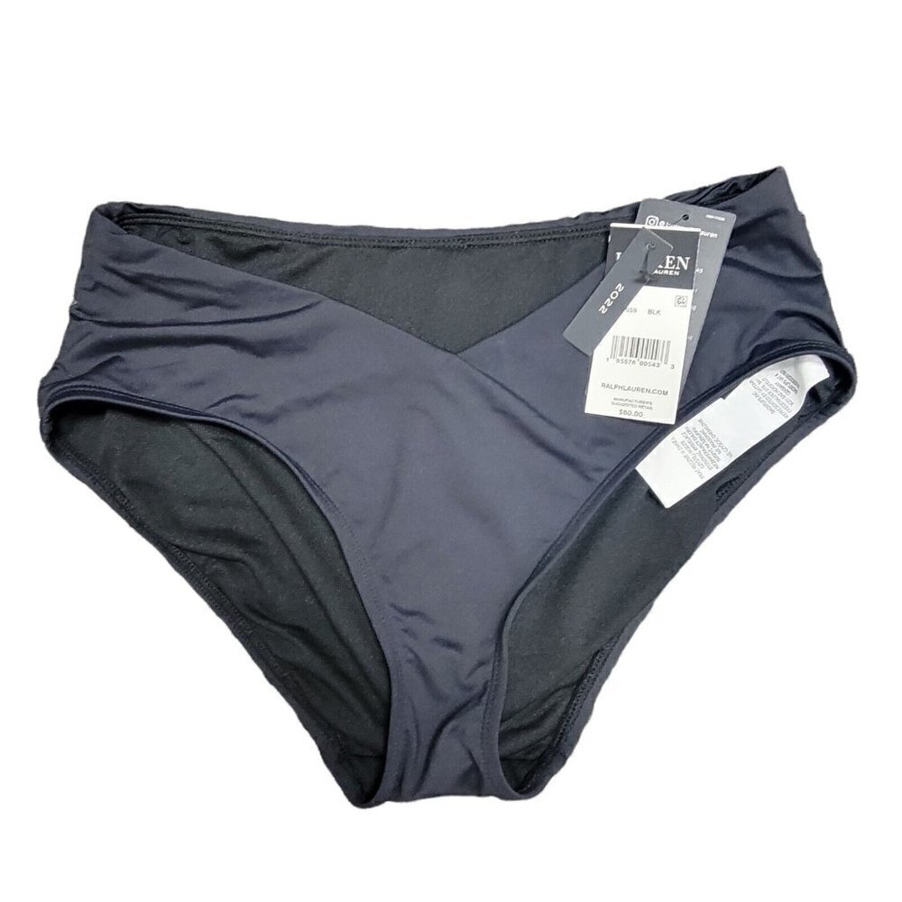 LAUREN Ralph Lauren Black Label Mid-Rise V-Cut Bikini Bottoms. Size 4. NWT